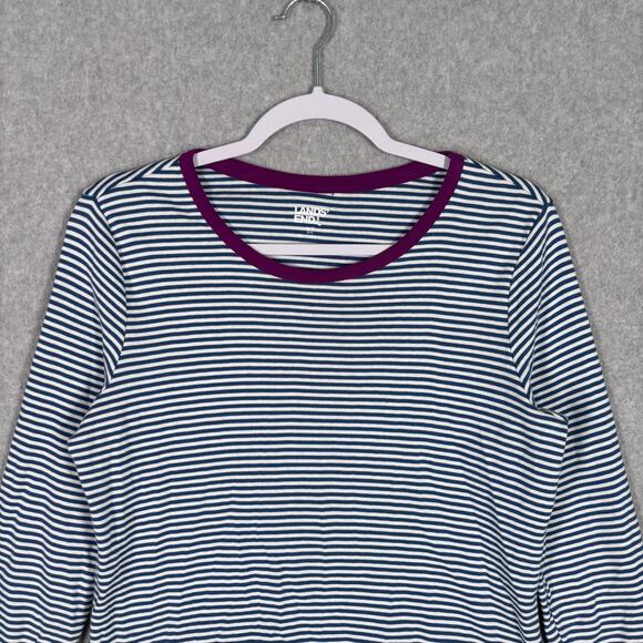 Lands End Shirt Medium Navy Cotton Everyday Nautical‎ Base Layer Under Sailor - Picture 2 of 9